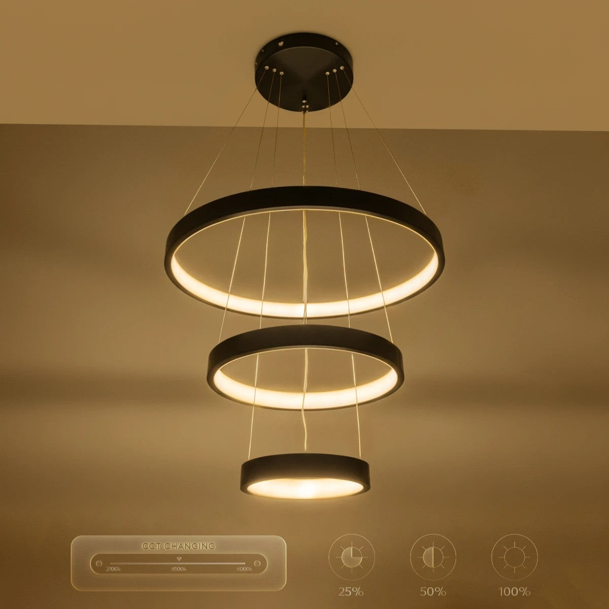 kelvo® NEMESIS KLV-101-0217-V2 Κρεμαστό Φωτιστικό Οροφής LED 100W 10000lm 180° AC 220-240V IP20 Ρυθμιζόμενο Λευκό CCT με Χειριστήριο από 2700K έως 6000K Dimmable - Lumileds SMD Chip - Μαύρο Ματ - Μ60 x Π60 x Υ60cm - 3 Χρόνια Εγγύηση