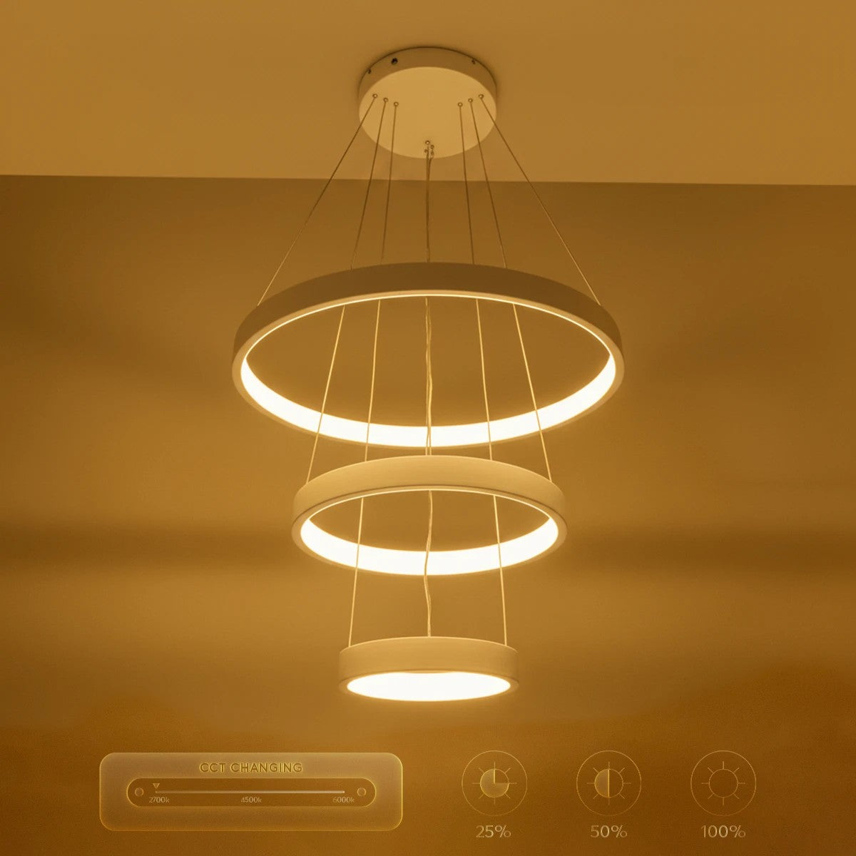 kelvo® NEMESIS KLV-101-0218 Κρεμαστό Φωτιστικό Οροφής LED 100W 10000lm 180° AC 220-240V IP20 Ρυθμιζόμενο Λευκό CCT με Χειριστήριο από 2700K έως 6000K Dimmable - Lumileds SMD Chip - Λευκό Ματ - Μ60 x Π60 x Υ60cm - 3 Χρόνια Εγγύηση - ledmania.gr