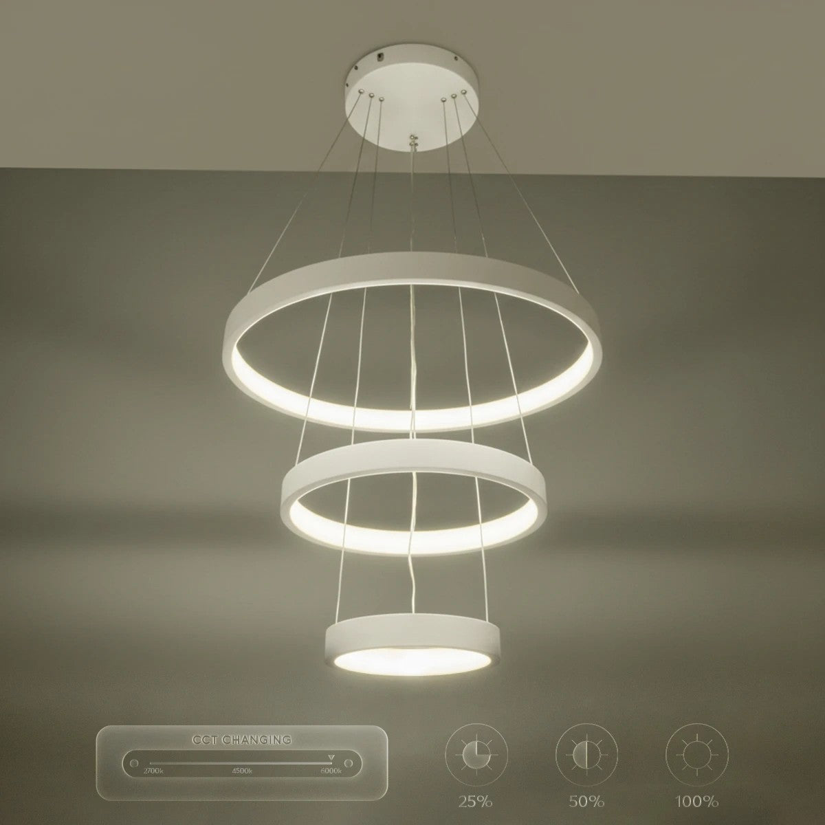 kelvo® NEMESIS KLV-101-0218 Κρεμαστό Φωτιστικό Οροφής LED 100W 10000lm 180° AC 220-240V IP20 Ρυθμιζόμενο Λευκό CCT με Χειριστήριο από 2700K έως 6000K Dimmable - Lumileds SMD Chip - Λευκό Ματ - Μ60 x Π60 x Υ60cm - 3 Χρόνια Εγγύηση - ledmania.gr