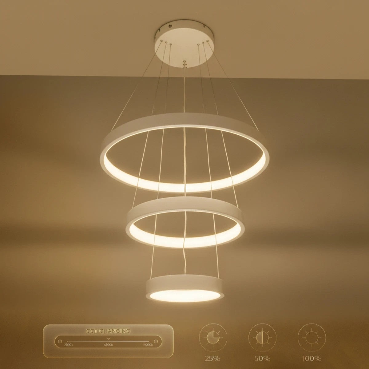 kelvo® NEMESIS KLV-101-0218-V2 Κρεμαστό Φωτιστικό Οροφής LED 100W 10000lm 180° AC 220-240V IP20 Ρυθμιζόμενο Λευκό CCT με Χειριστήριο από 2700K έως 6000K Dimmable - Lumileds SMD Chip - Λευκό Ματ - Μ60 x Π60 x Υ60cm - 3 Χρόνια Εγγύηση