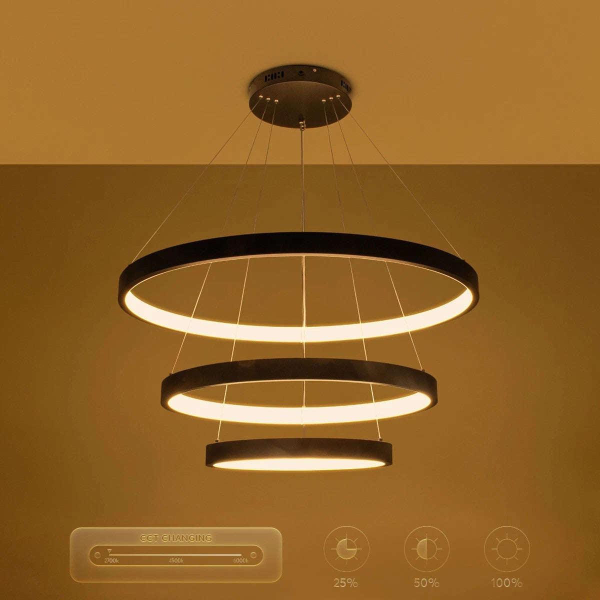 kelvo® NEMESIS KLV-101-0220 Κρεμαστό Φωτιστικό Οροφής LED 120W 12000lm 180° AC 220-240V IP20 Ρυθμιζόμενο Λευκό CCT με Χειριστήριο από 2700K έως 6000K Dimmable - Lumileds SMD Chip - Μαύρο Ματ - Μ80 x Π80 x Υ80cm - 3 Χρόνια Εγγύηση - ledmania.gr