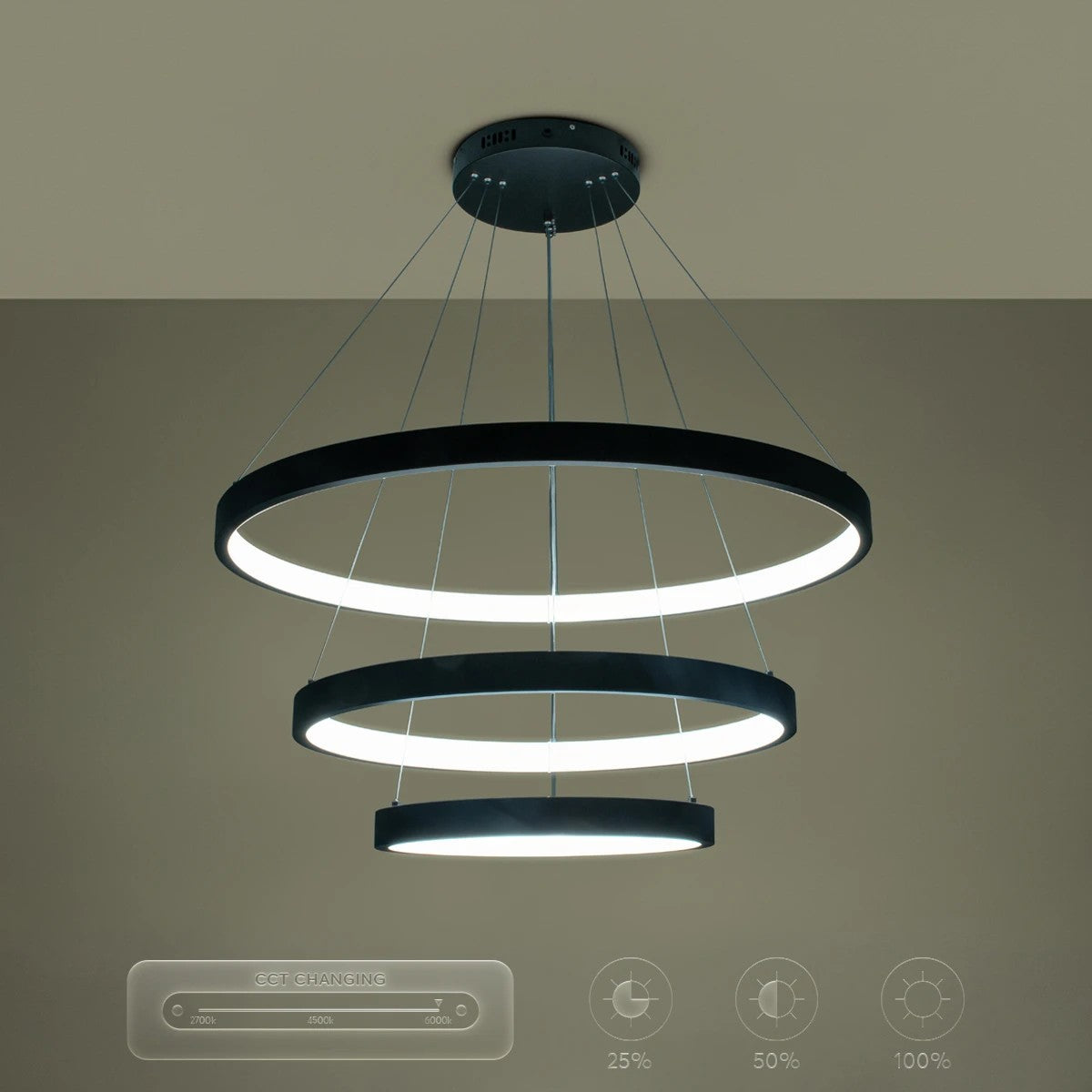 kelvo® NEMESIS KLV-101-0220-V2 Κρεμαστό Φωτιστικό Οροφής LED 120W 12000lm 180° AC 220-240V IP20 Ρυθμιζόμενο Λευκό CCT με Χειριστήριο από 2700K έως 6000K Dimmable - Lumileds SMD Chip - Μαύρο Ματ - Μ80 x Π80 x Υ80cm - 3 Χρόνια Εγγύηση