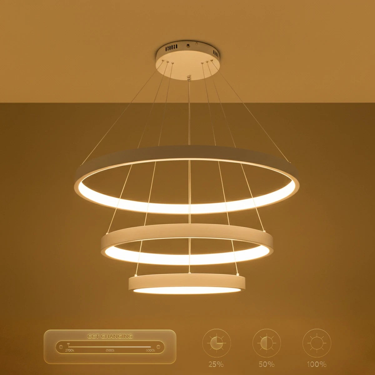 kelvo® NEMESIS KLV-101-0221 Κρεμαστό Φωτιστικό Οροφής LED 120W 12000lm 180° AC 220-240V IP20 Ρυθμιζόμενο Λευκό CCT με Χειριστήριο από 2700K έως 6000K Dimmable - Lumileds SMD Chip - Λευκό Ματ - Μ80 x Π80 x Υ80cm - 3 Χρόνια Εγγύηση - ledmania.gr