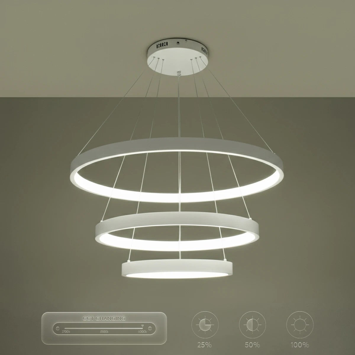 kelvo® NEMESIS KLV-101-0221-V2 Κρεμαστό Φωτιστικό Οροφής LED 120W 12000lm 180° AC 220-240V IP20 Ρυθμιζόμενο Λευκό CCT με Χειριστήριο από 2700K έως 6000K Dimmable - Lumileds SMD Chip - Λευκό Ματ - Μ80 x Π80 x Υ80cm - 3 Χρόνια Εγγύηση