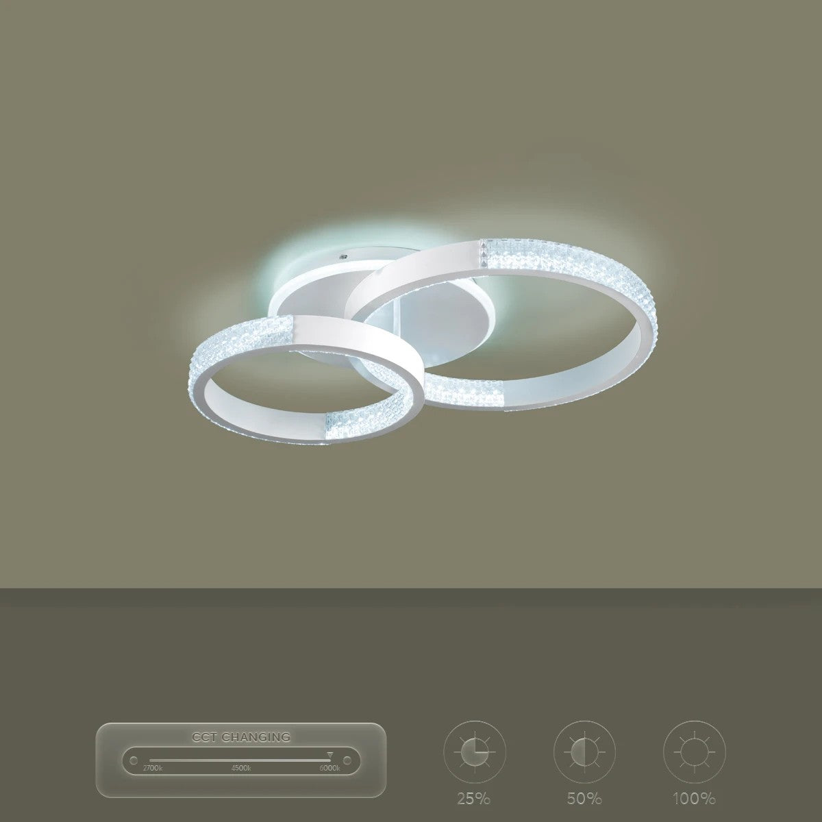 kelvo® DIAMOND KLV-101-0224 Φωτιστικό Οροφής LED 67W 6700lm 360° AC 220-240V IP20 Ρυθμιζόμενο Λευκό CCT με Χειριστήριο από 2700K έως 6000K Dimmable - Lumileds SMD Chip - Λευκό Ματ - Μ60 x Π40 x Υ14cm - 3 Χρόνια Εγγύηση - ledmania.gr