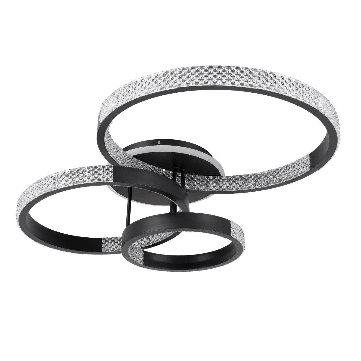 kelvo® DIAMOND KLV-101-0226 Φωτιστικό Οροφής LED 100W 10000lm 360° AC 220-240V IP20 Ρυθμιζόμενο Λευκό CCT με Χειριστήριο από 2700K έως 6000K Dimmable - Lumileds SMD Chip - Μαύρο Ματ - Μ80 x Π50 x Υ20cm - 3 Χρόνια Εγγύηση - ledmania.gr