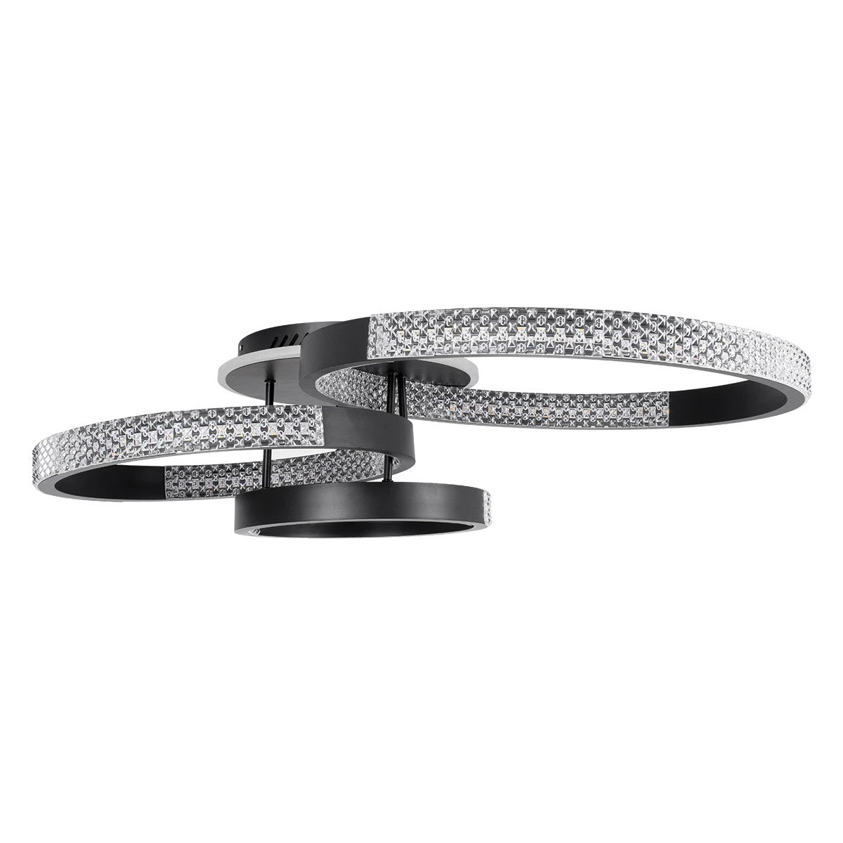 kelvo® DIAMOND KLV-101-0226 Φωτιστικό Οροφής LED 100W 10000lm 360° AC 220-240V IP20 Ρυθμιζόμενο Λευκό CCT με Χειριστήριο από 2700K έως 6000K Dimmable - Lumileds SMD Chip - Μαύρο Ματ - Μ80 x Π50 x Υ20cm - 3 Χρόνια Εγγύηση - ledmania.gr
