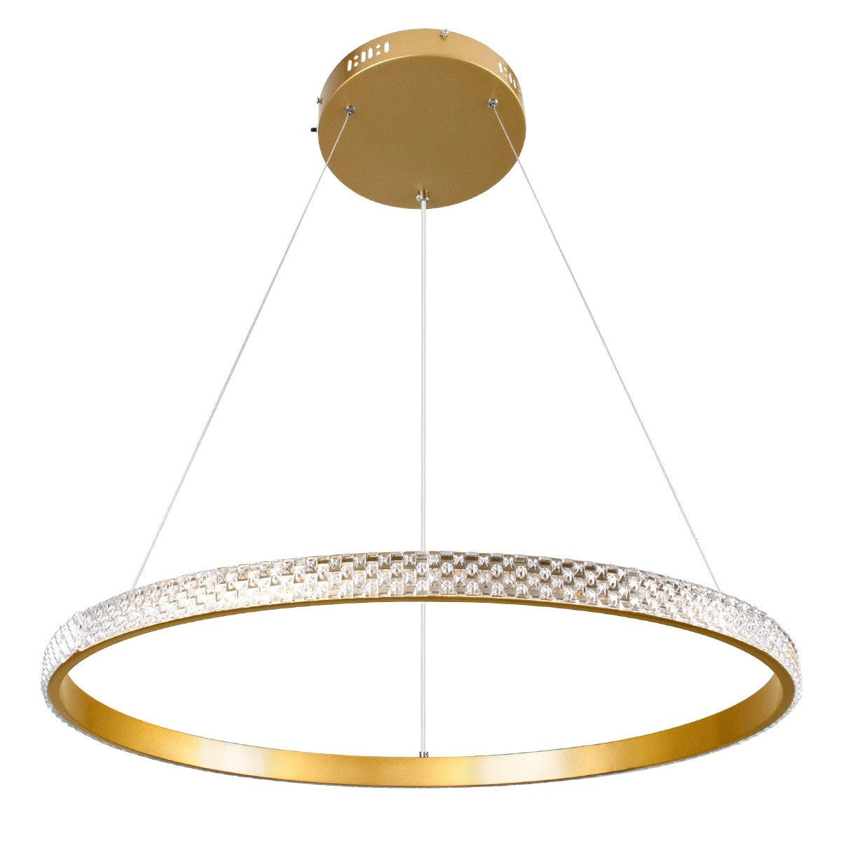 kelvo® DIAMOND KLV-101-0230 Κρεμαστό Φωτιστικό Οροφής LED 45W 4500lm 180° AC 220-240V IP20 Ρυθμιζόμενο Λευκό CCT με Χειριστήριο από 2700K έως 6000K Dimmable - Lumileds SMD Chip - Χρυσό Πλατίνα - Μ60 x Π60 x Υ3cm - 3 Χρόνια Εγγύηση