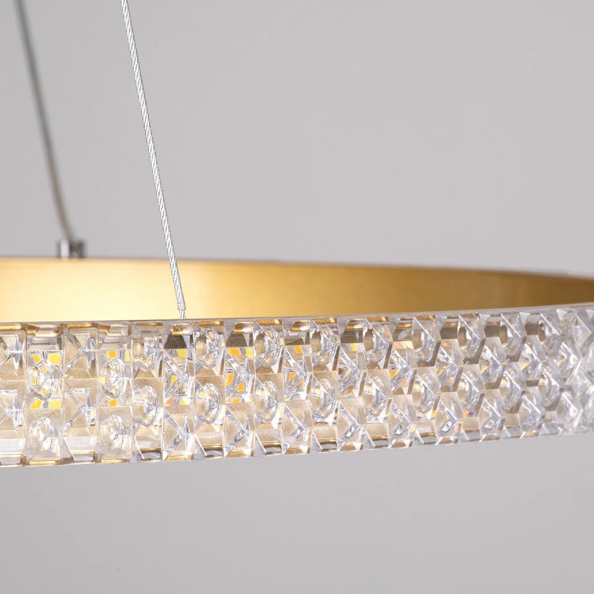 kelvo® DIAMOND KLV-101-0230 Κρεμαστό Φωτιστικό Οροφής LED 45W 4500lm 180° AC 220-240V IP20 Ρυθμιζόμενο Λευκό CCT με Χειριστήριο από 2700K έως 6000K Dimmable - Lumileds SMD Chip - Χρυσό Πλατίνα - Μ60 x Π60 x Υ3cm - 3 Χρόνια Εγγύηση