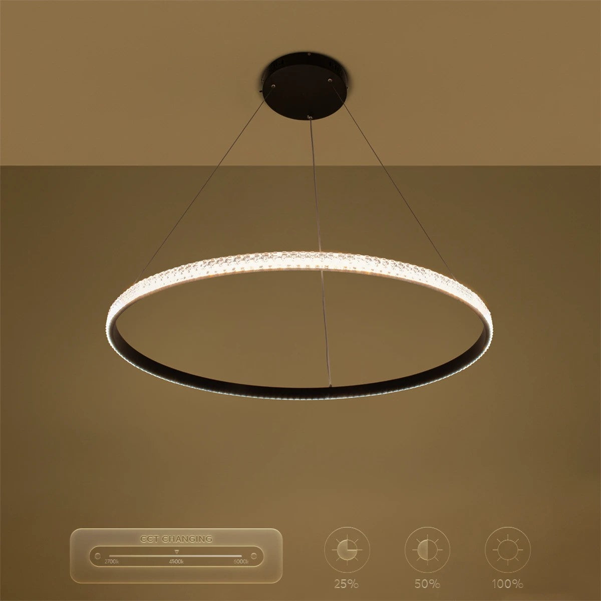kelvo® DIAMOND KLV-101-0231 Κρεμαστό Φωτιστικό Οροφής LED 67W 6700lm 180° AC 220-240V IP20 Ρυθμιζόμενο Λευκό CCT με Χειριστήριο από 2700K έως 6000K Dimmable - Lumileds SMD Chip - Μαύρο Ματ - Μ80 x Π80 x Υ3cm - 3 Χρόνια Εγγύηση