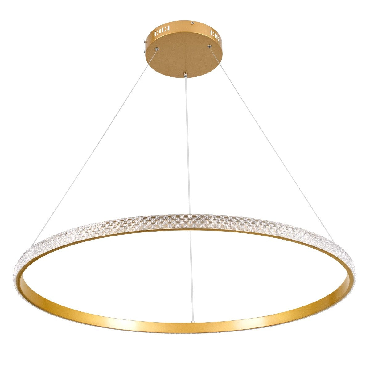 kelvo® DIAMOND KLV-101-0232 Κρεμαστό Φωτιστικό Οροφής LED 67W 6700lm 180° AC 220-240V IP20 Ρυθμιζόμενο Λευκό CCT με Χειριστήριο από 2700K έως 6000K Dimmable - Lumileds SMD Chip - Χρυσό Πλατίνα - Μ80 x Π80 x Υ3cm - 3 Χρόνια Εγγύηση