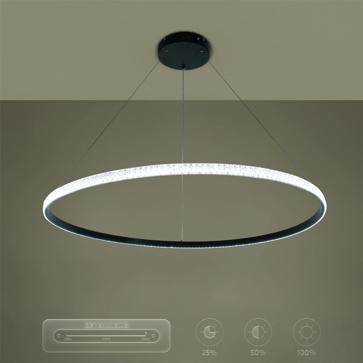 kelvo® DIAMOND KLV-101-0233 Κρεμαστό Φωτιστικό Οροφής LED 75W 7500lm 180° AC 220-240V IP20 Ρυθμιζόμενο Λευκό CCT με Χειριστήριο από 2700K έως 6000K Dimmable - Lumileds SMD Chip - Μαύρο Ματ - Μ100 x Π100 x Υ3cm - 3 Χρόνια Εγγύηση