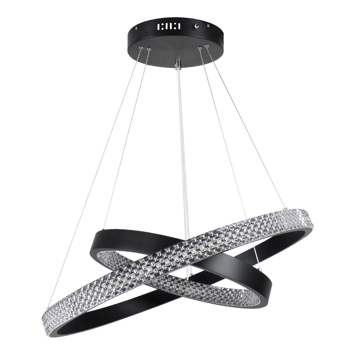kelvo® DIAMOND KLV-101-0235 Κρεμαστό Φωτιστικό Οροφής LED 75W 7500lm 360° AC 220-240V IP20 Ρυθμιζόμενο Λευκό CCT με Χειριστήριο από 2700K έως 6000K Dimmable - Lumileds SMD Chip - Μαύρο Ματ - Μ60 x Π60 x Υ40cm - 3 Χρόνια Εγγύηση