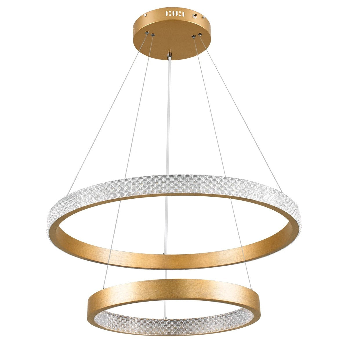 kelvo® DIAMOND KLV-101-0236 Κρεμαστό Φωτιστικό Οροφής LED 75W 7500lm 360° AC 220-240V IP20 Ρυθμιζόμενο Λευκό CCT με Χειριστήριο από 2700K έως 6000K Dimmable - Lumileds SMD Chip - Χρυσό Πλατίνα - Μ60 x Π60 x Υ40cm - 3 Χρόνια Εγγύηση