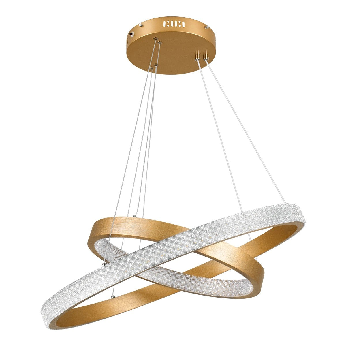 kelvo® DIAMOND KLV-101-0236 Κρεμαστό Φωτιστικό Οροφής LED 75W 7500lm 360° AC 220-240V IP20 Ρυθμιζόμενο Λευκό CCT με Χειριστήριο από 2700K έως 6000K Dimmable - Lumileds SMD Chip - Χρυσό Πλατίνα - Μ60 x Π60 x Υ40cm - 3 Χρόνια Εγγύηση