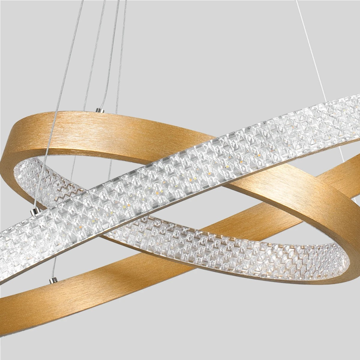 kelvo® DIAMOND KLV-101-0236-V2 Κρεμαστό Φωτιστικό Οροφής LED 75W 7500lm 360° AC 220-240V IP20 Ρυθμιζόμενο Λευκό CCT με Χειριστήριο από 2700K έως 6000K Dimmable - Lumileds SMD Chip - Χρυσό Πλατίνα - Μ60 x Π60 x Υ40cm - 3 Χρόνια Εγγύηση