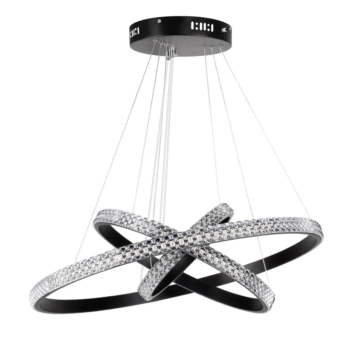 kelvo® DIAMOND KLV-101-0237-V2 Κρεμαστό Φωτιστικό Οροφής LED 100W 10000lm 180° AC 220-240V IP20 Ρυθμιζόμενο Λευκό CCT με Χειριστήριο από 2700K έως 6000K Dimmable - Lumileds SMD Chip - Μαύρο Ματ - Μ60 x Π60 x Υ60cm - 3 Χρόνια Εγγύηση