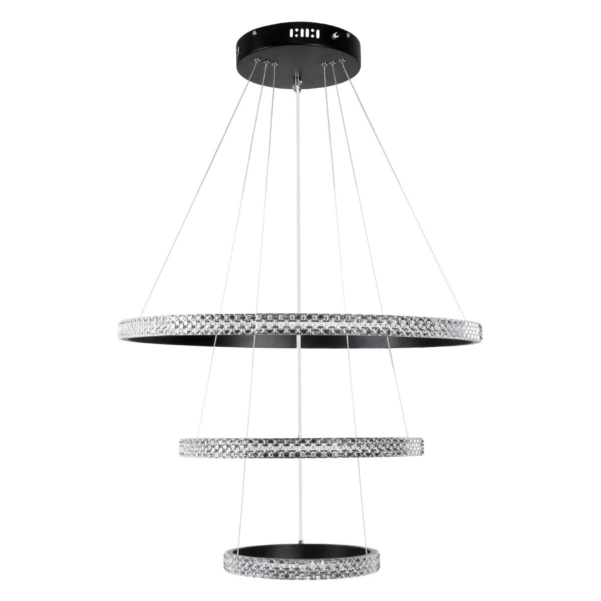 kelvo® DIAMOND KLV-101-0237-V2 Κρεμαστό Φωτιστικό Οροφής LED 100W 10000lm 180° AC 220-240V IP20 Ρυθμιζόμενο Λευκό CCT με Χειριστήριο από 2700K έως 6000K Dimmable - Lumileds SMD Chip - Μαύρο Ματ - Μ60 x Π60 x Υ60cm - 3 Χρόνια Εγγύηση