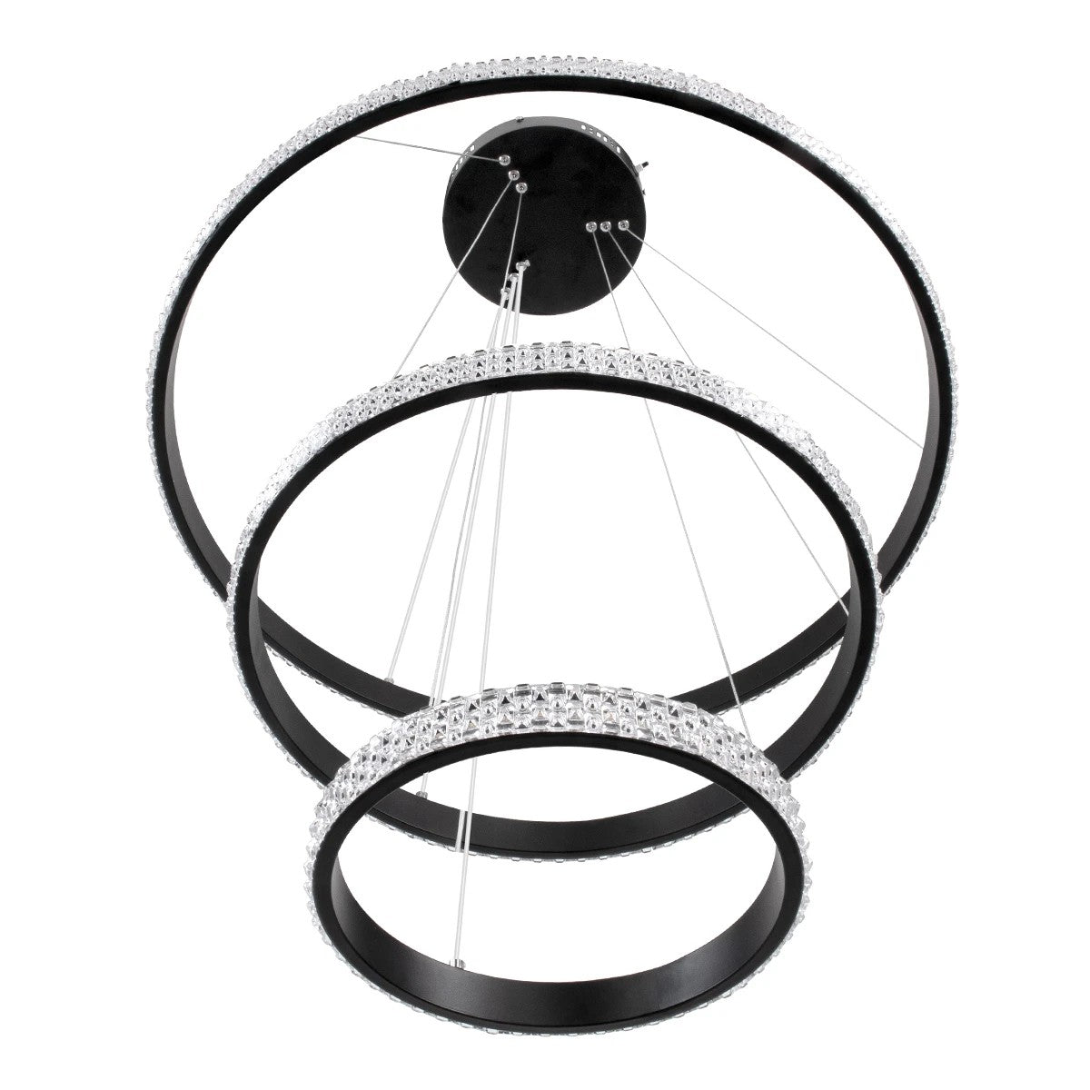 kelvo® DIAMOND KLV-101-0237-V2 Κρεμαστό Φωτιστικό Οροφής LED 100W 10000lm 180° AC 220-240V IP20 Ρυθμιζόμενο Λευκό CCT με Χειριστήριο από 2700K έως 6000K Dimmable - Lumileds SMD Chip - Μαύρο Ματ - Μ60 x Π60 x Υ60cm - 3 Χρόνια Εγγύηση