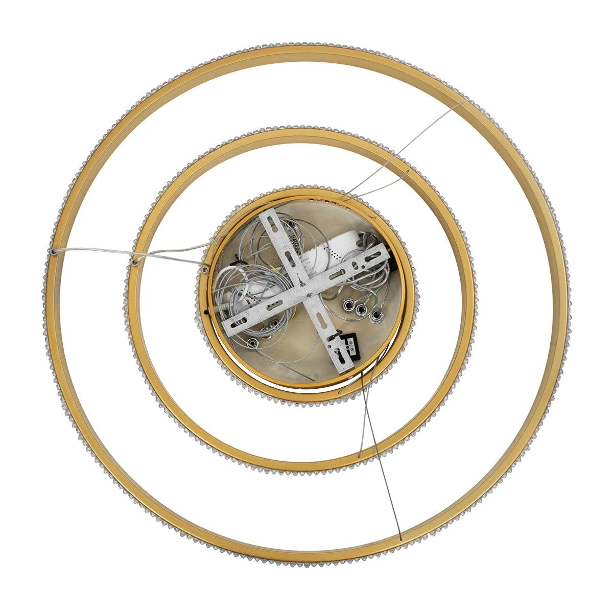 kelvo® DIAMOND KLV-101-0238 Κρεμαστό Φωτιστικό Οροφής LED 100W 10000lm 180° AC 220-240V IP20 Ρυθμιζόμενο Λευκό CCT με Χειριστήριο από 2700K έως 6000K Dimmable - Lumileds SMD Chip - Χρυσό Πλατίνα - Μ60 x Π60 x Υ60cm - 3 Χρόνια Εγγύηση