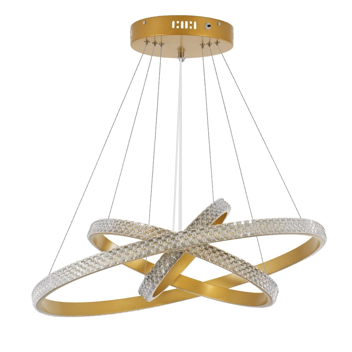 kelvo® DIAMOND KLV-101-0238-V2 Κρεμαστό Φωτιστικό Οροφής LED 100W 10000lm 180° AC 220-240V IP20 Ρυθμιζόμενο Λευκό CCT με Χειριστήριο από 2700K έως 6000K Dimmable - Lumileds SMD Chip - Χρυσό Πλατίνα - Μ60 x Π60 x Υ60cm - 3 Χρόνια Εγγύηση