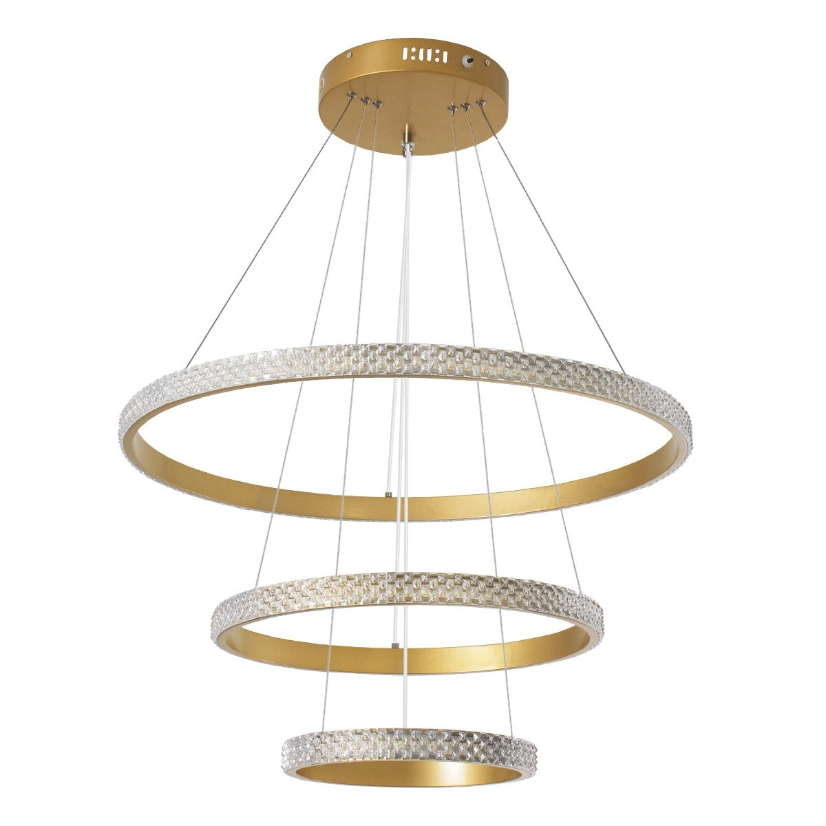 kelvo® DIAMOND KLV-101-0238-V2 Κρεμαστό Φωτιστικό Οροφής LED 100W 10000lm 180° AC 220-240V IP20 Ρυθμιζόμενο Λευκό CCT με Χειριστήριο από 2700K έως 6000K Dimmable - Lumileds SMD Chip - Χρυσό Πλατίνα - Μ60 x Π60 x Υ60cm - 3 Χρόνια Εγγύηση
