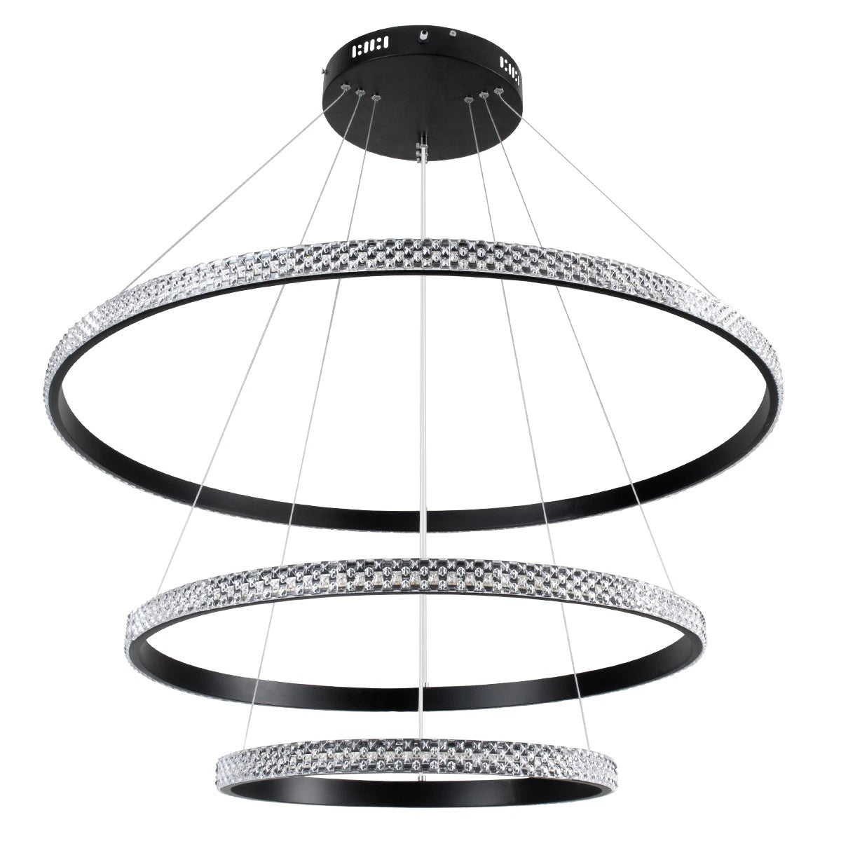 kelvo® DIAMOND KLV-101-0239 Κρεμαστό Φωτιστικό Οροφής LED 120W 12000lm 180° AC 220-240V IP20 Ρυθμιζόμενο Λευκό CCT με Χειριστήριο από 2700K έως 6000K Dimmable - Lumileds SMD Chip - Μαύρο Ματ - Μ80 x Π80 x Υ80cm - 3 Χρόνια Εγγύηση