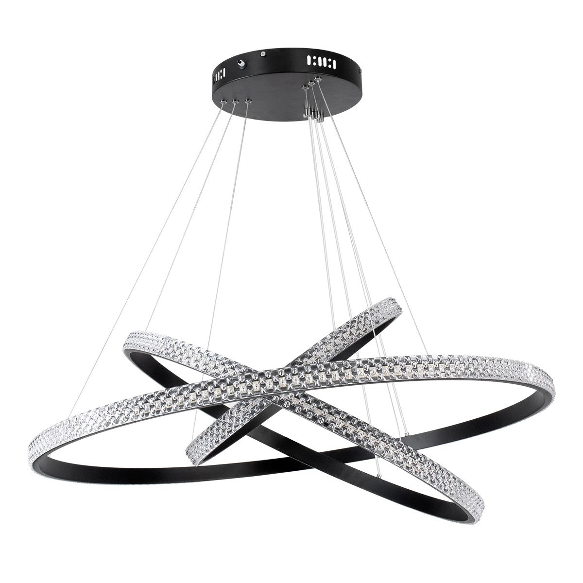 kelvo® DIAMOND KLV-101-0139-V2 Κρεμαστό Φωτιστικό Οροφής LED 120W 12000lm 180° AC 220-240V IP20 Ρυθμιζόμενο Λευκό CCT με Χειριστήριο από 2700K έως 6000K Dimmable - Lumileds SMD Chip - Μαύρο Ματ - Μ80 x Π80 x Υ80cm - 3 Χρόνια Εγγύηση