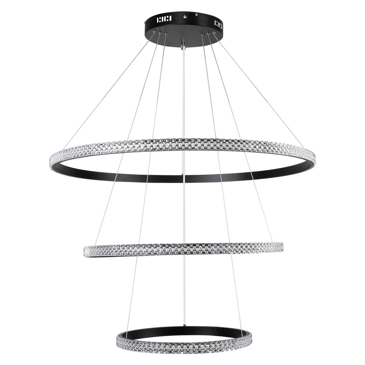 kelvo® DIAMOND KLV-101-0139-V2 Κρεμαστό Φωτιστικό Οροφής LED 120W 12000lm 180° AC 220-240V IP20 Ρυθμιζόμενο Λευκό CCT με Χειριστήριο από 2700K έως 6000K Dimmable - Lumileds SMD Chip - Μαύρο Ματ - Μ80 x Π80 x Υ80cm - 3 Χρόνια Εγγύηση