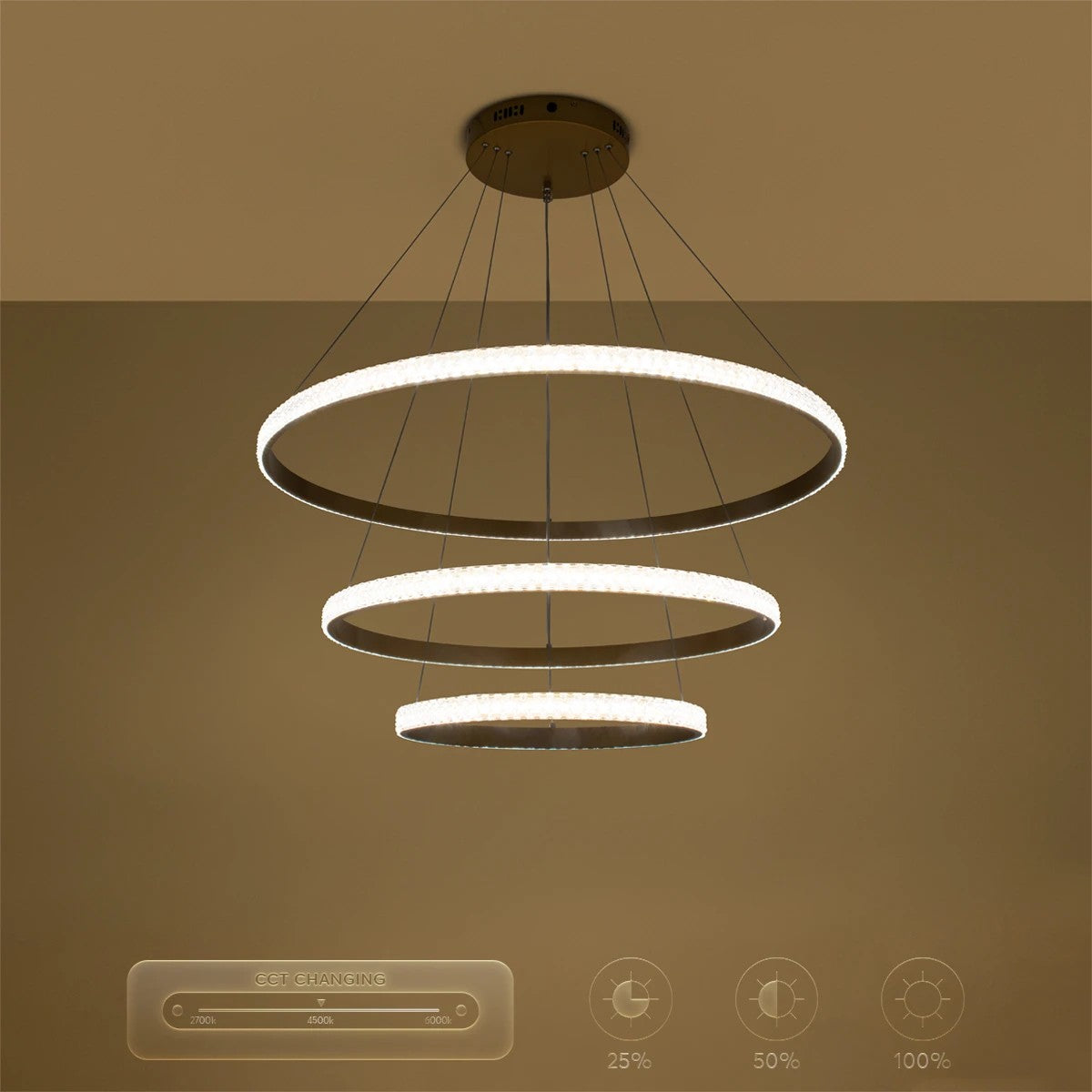 kelvo® DIAMOND KLV-101-0240-V2 Κρεμαστό Φωτιστικό Οροφής LED 120W 12000lm 180° AC 220-240V IP20 Ρυθμιζόμενο Λευκό CCT