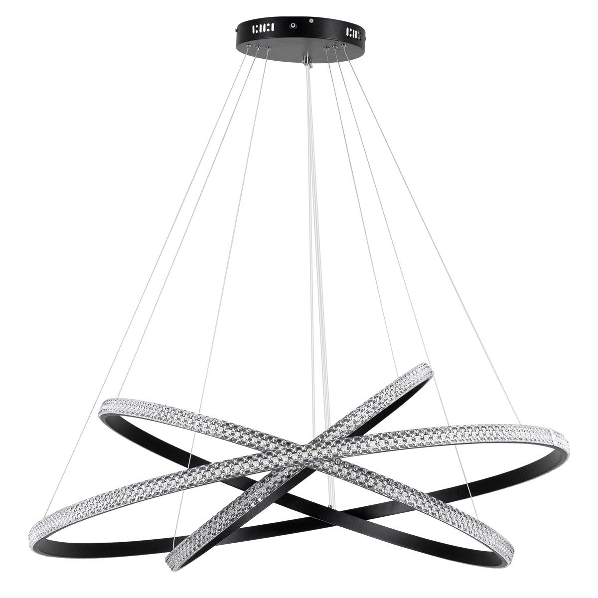 kelvo® DIAMOND KLV-101-0241 Κρεμαστό Φωτιστικό Οροφής LED 150W 15000lm 180° AC 220-240V IP20 Ρυθμιζόμενο Λευκό CCT με Χειριστήριο από 2700K έως 6000K Dimmable - Lumileds SMD Chip - Μαύρο Ματ - Μ100 x Π100 x Υ100cm - 3 Χρόνια Εγγύηση