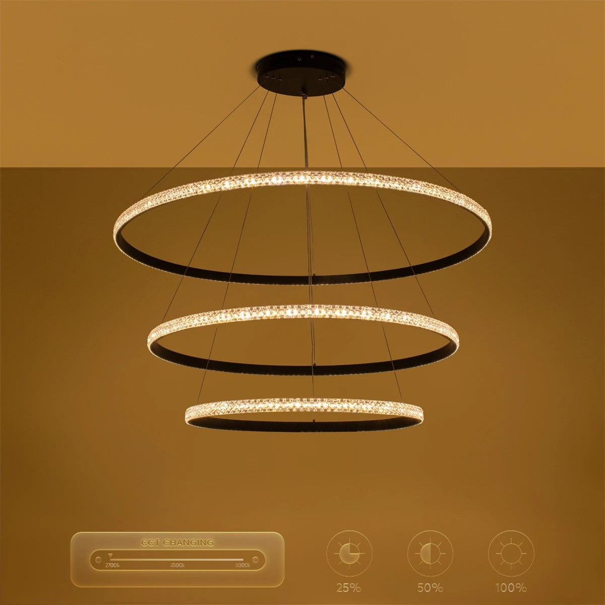 kelvo® DIAMOND KLV-101-0241-V2 Κρεμαστό Φωτιστικό Οροφής LED 150W 15000lm 180° AC 220-240V IP20 Ρυθμιζόμενο Λευκό CCT