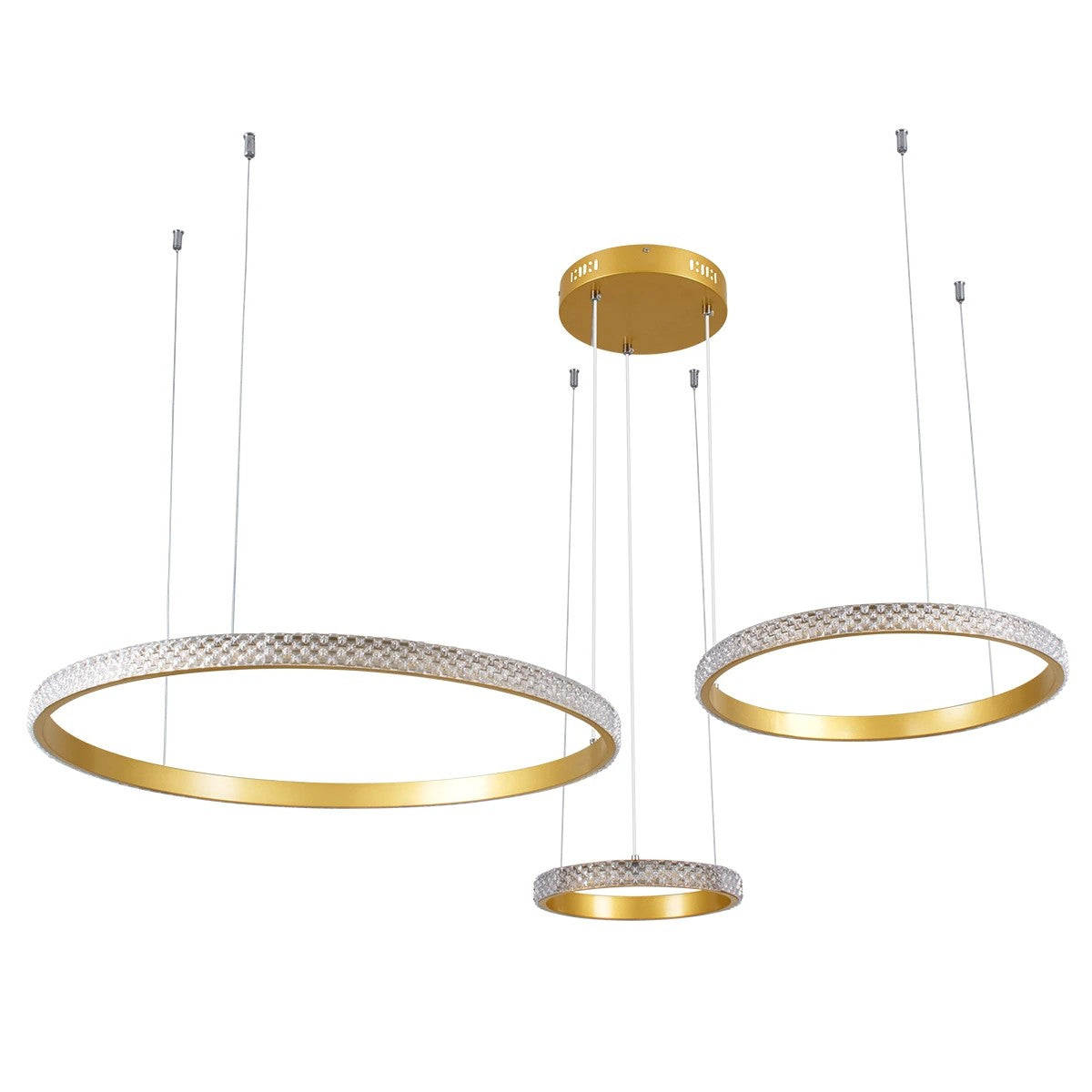 kelvo® DIAMOND KLV-101-0244 Κρεμαστό Φωτιστικό Οροφής LED 100W 10000lm 180° AC 220-240V IP20 Ρυθμιζόμενο Λευκό CCT με Χειριστήριο από 2700K έως 6000K Dimmable - Lumileds SMD Chip - Χρυσό Πλατίνα - Μ110 x Π110 x Υ60cm - 3 Χρόνια Εγγύηση