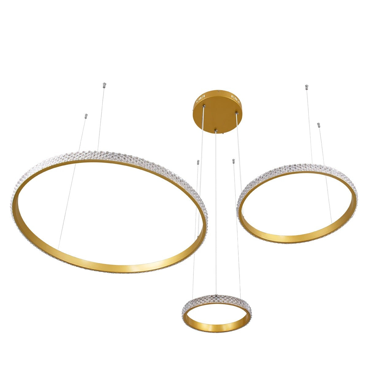 kelvo® DIAMOND KLV-101-0244 Κρεμαστό Φωτιστικό Οροφής LED 100W 10000lm 180° AC 220-240V IP20 Ρυθμιζόμενο Λευκό CCT με Χειριστήριο από 2700K έως 6000K Dimmable - Lumileds SMD Chip - Χρυσό Πλατίνα - Μ110 x Π110 x Υ60cm - 3 Χρόνια Εγγύηση