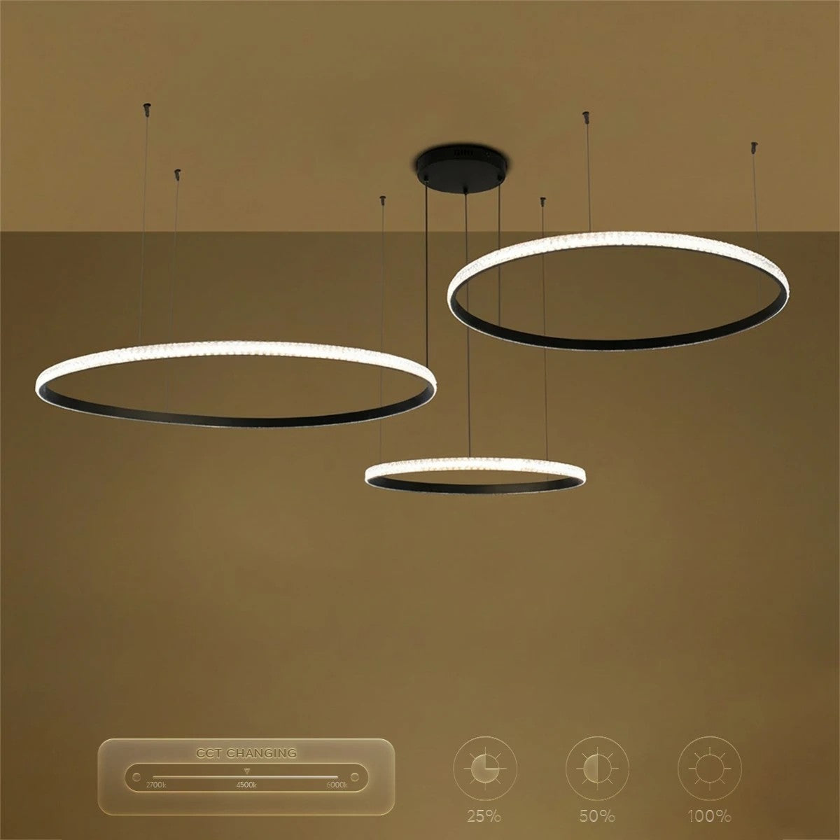 kelvo® DIAMOND KLV-101-0245 Κρεμαστό Φωτιστικό Οροφής LED 150W 15000lm 180° AC 220-240V IP20 Ρυθμιζόμενο Λευκό CCT με Χειριστήριο από 2700K έως 6000K Dimmable - Lumileds SMD Chip - Μαύρο Ματ - Μ170 x Π170 x Υ60cm - 3 Χρόνια Εγγύηση
