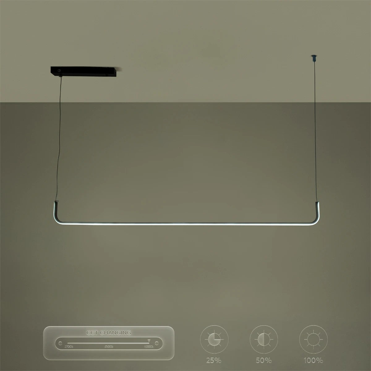 kelvo® LINARIA KLV-101-0255 Κρεμαστό Φωτιστικό Οροφής LED 36W 3600lm 180° AC 220-240V IP20 Ρυθμιζόμενο Λευκό CCT με Χειριστήριο από 2700K έως 6000K Dimmable - Lumileds SMD Chip - Μαύρο Ματ - Μ120 x Π2 x Υ10cm - 3 Χρόνια Εγγύηση