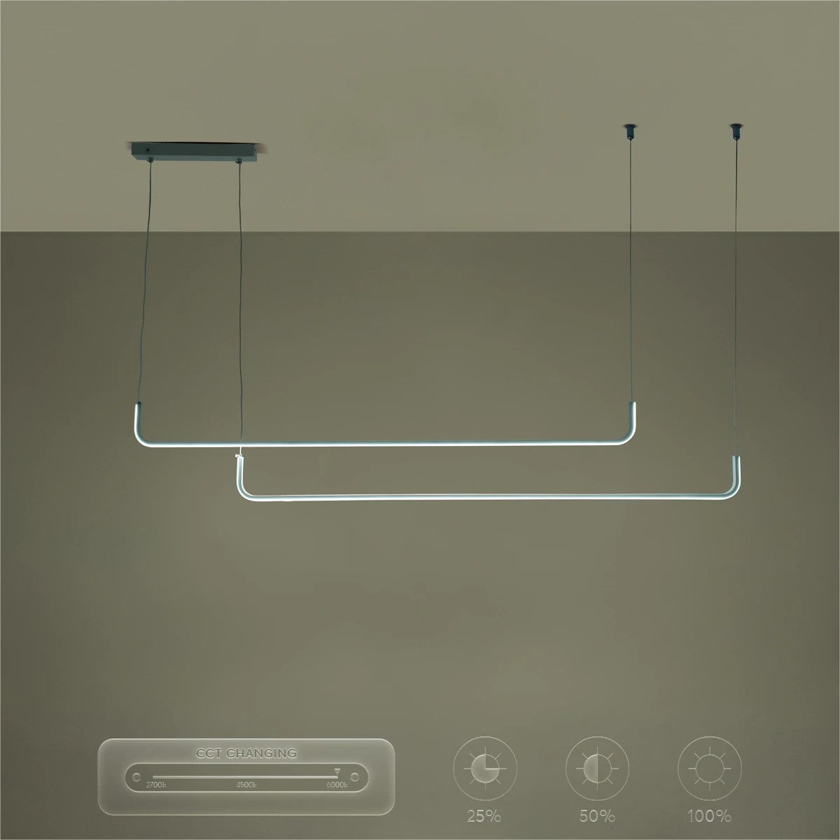 kelvo® LINARIA KLV-101-0259 Κρεμαστό Φωτιστικό Οροφής LED 72W 7200lm 180° AC 220-240V IP20 Ρυθμιζόμενο Λευκό CCT με Χειριστήριο από 2700K έως 6000K Dimmable - Lumileds SMD Chip - Λευκό Ματ - Μ130 x Π4 x Υ25cm - 3 Χρόνια Εγγύηση