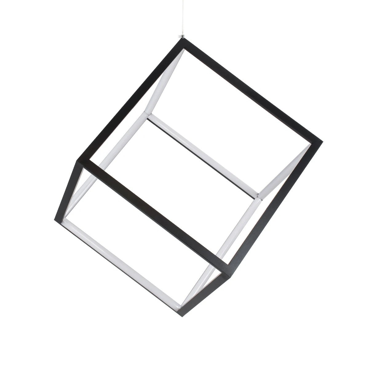 kelvo® KIBOO KLV-101-0261 Κρεμαστό Φωτιστικό Οροφής LED 36W 3600lm 360° AC 220-240V IP20 Ρυθμιζόμενο Λευκό CCT με Χειριστήριο από 2700K έως 6000K Dimmable - Lumileds SMD Chip - Μαύρο Ματ - Μ40 x Π40 x Υ40cm - 3 Χρόνια Εγγύηση