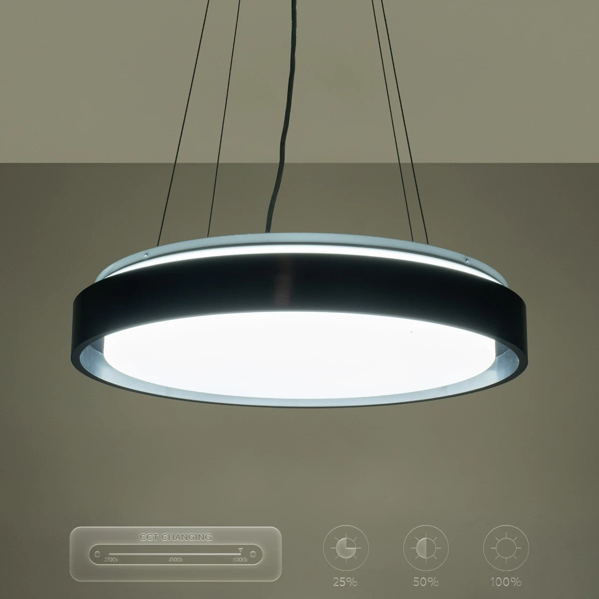 kelvo® BARCHETTA KLV-101-0265 Κρεμαστό Φωτιστικό Οροφής LED 72W 7200lm 120° AC 220-240V IP20 Ρυθμιζόμενο Λευκό CCT με Χειριστήριο από 2700K έως 6000K Dimmable - Lumileds SMD Chip - Μαύρο Ματ - Μ48 x Π48 x Υ8.2cm - 3 Χρόνια Εγγύηση