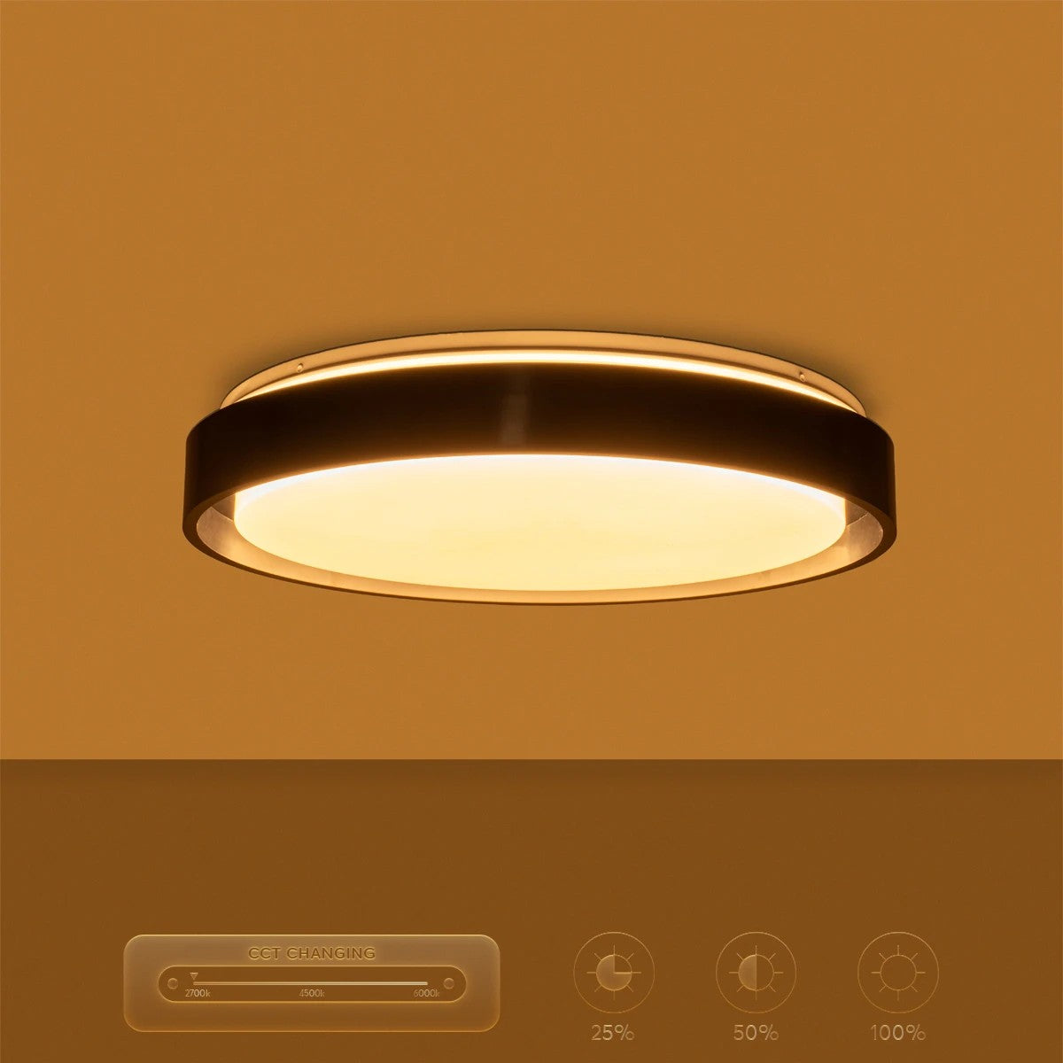 kelvo® BARCHETTA KLV-101-0265-V2 Φωτιστικό Οροφής LED 72W 7200lm 120° AC 220-240V IP20 Ρυθμιζόμενο Λευκό CCT με Χειριστήριο από 2700K έως 6000K Dimmable - Lumileds SMD Chip - Μαύρο Ματ - Μ48 x Π48 x Υ8.2cm - 3 Χρόνια Εγγύηση