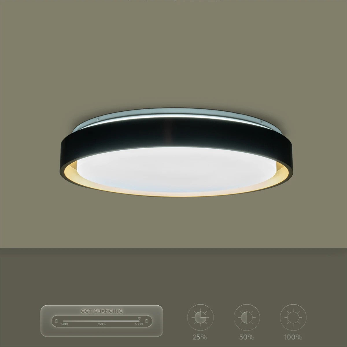 kelvo® BARCHETTA KLV-101-0266-V2 Φωτιστικό Οροφής LED 72W 7200lm 120° AC 220-240V IP20 Ρυθμιζόμενο Λευκό CCT με Χειριστήριο από 2700K έως 6000K Dimmable - Lumileds SMD Chip - Μαύρο & Σαμπανιζέ Χρυσό Ματ - Μ48 x Π48 x Υ8.2cm - 3 Χρόνια Εγγύηση
