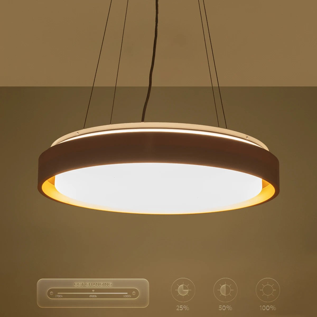 kelvo® BARCHETTA KLV-101-0267 Κρεμαστό Φωτιστικό Οροφής LED 72W 7200lm 120° AC 220-240V IP20 Ρυθμιζόμενο Λευκό CCT με Χειριστήριο από 2700K έως 6000K Dimmable - Lumileds SMD Chip - Λευκό & Σαμπανιζέ Χρυσό Ματ - Μ48 x Π48 x Υ8.2cm - 3 Χρόνια Εγγύηση