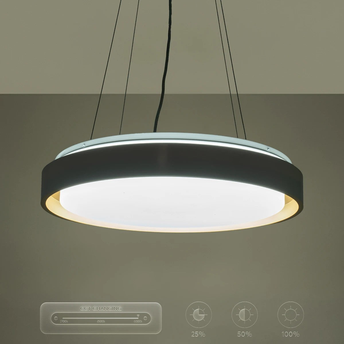 kelvo® BARCHETTA KLV-101-0267 Κρεμαστό Φωτιστικό Οροφής LED 72W 7200lm 120° AC 220-240V IP20 Ρυθμιζόμενο Λευκό CCT με Χειριστήριο από 2700K έως 6000K Dimmable - Lumileds SMD Chip - Λευκό & Σαμπανιζέ Χρυσό Ματ - Μ48 x Π48 x Υ8.2cm - 3 Χρόνια Εγγύηση