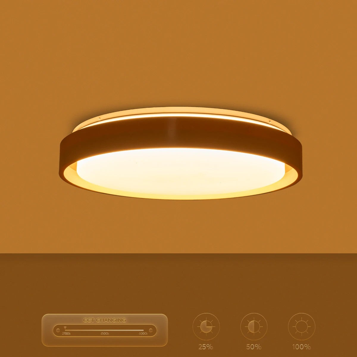 kelvo® BARCHETTA KLV-101-0267-V2 Φωτιστικό Οροφής LED 72W 7200lm 120° AC 220-240V IP20 Ρυθμιζόμενο Λευκό CCT με Χειριστήριο από 2700K έως 6000K Dimmable - Lumileds SMD Chip - Λευκό & Σαμπανιζέ Χρυσό Ματ - Μ48 x Π48 x Υ8.2cm - 3 Χρόνια Εγγύηση