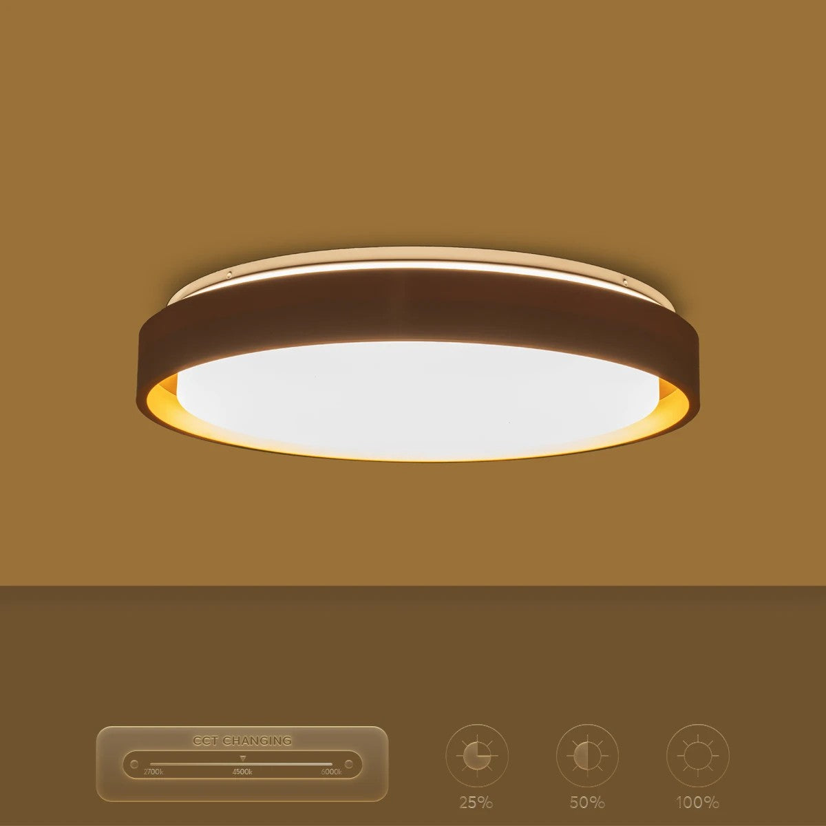 kelvo® BARCHETTA KLV-101-0267-V2 Φωτιστικό Οροφής LED 72W 7200lm 120° AC 220-240V IP20 Ρυθμιζόμενο Λευκό CCT με Χειριστήριο από 2700K έως 6000K Dimmable - Lumileds SMD Chip - Λευκό & Σαμπανιζέ Χρυσό Ματ - Μ48 x Π48 x Υ8.2cm - 3 Χρόνια Εγγύηση