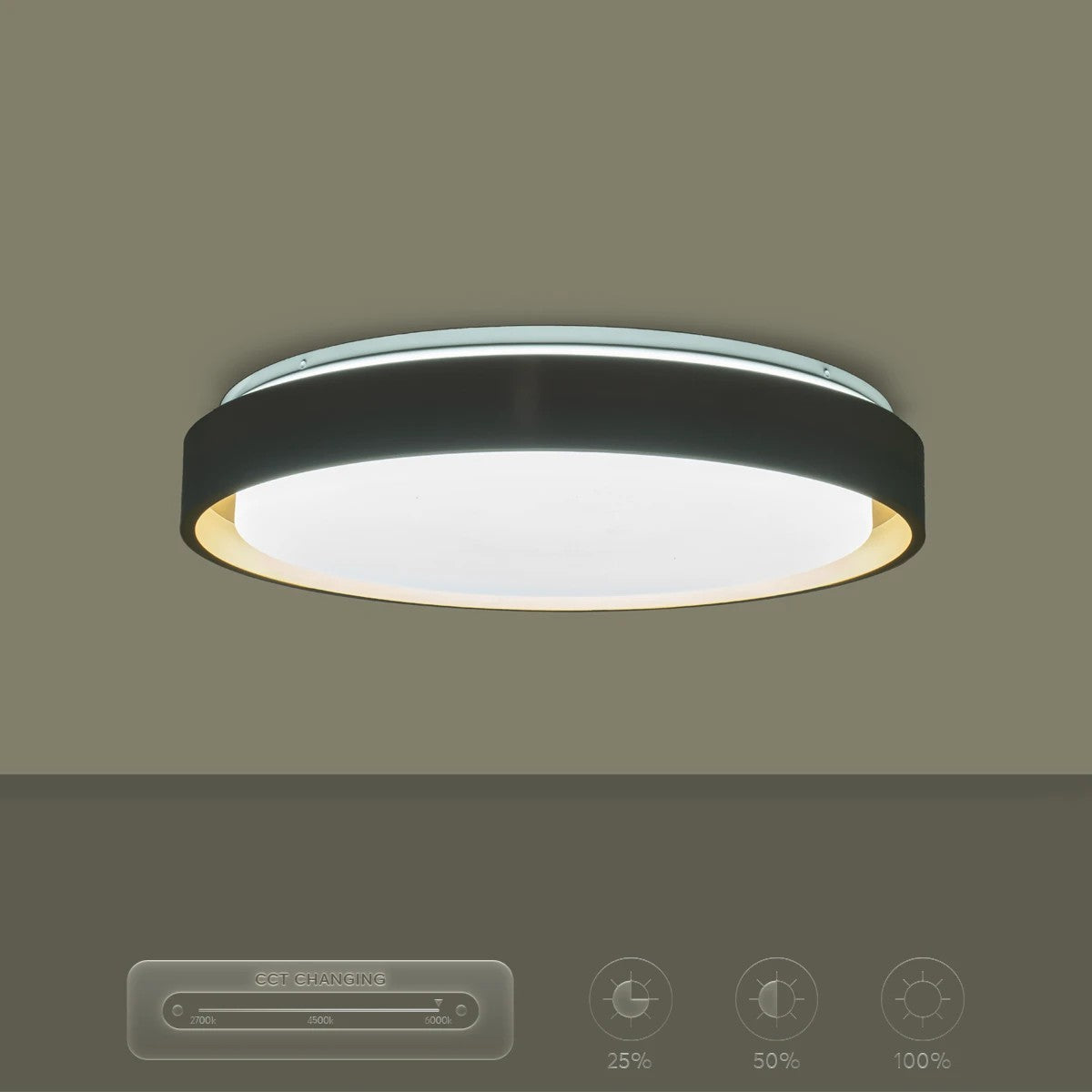 kelvo® BARCHETTA KLV-101-0267-V2 Φωτιστικό Οροφής LED 72W 7200lm 120° AC 220-240V IP20 Ρυθμιζόμενο Λευκό CCT με Χειριστήριο από 2700K έως 6000K Dimmable - Lumileds SMD Chip - Λευκό & Σαμπανιζέ Χρυσό Ματ - Μ48 x Π48 x Υ8.2cm - 3 Χρόνια Εγγύηση