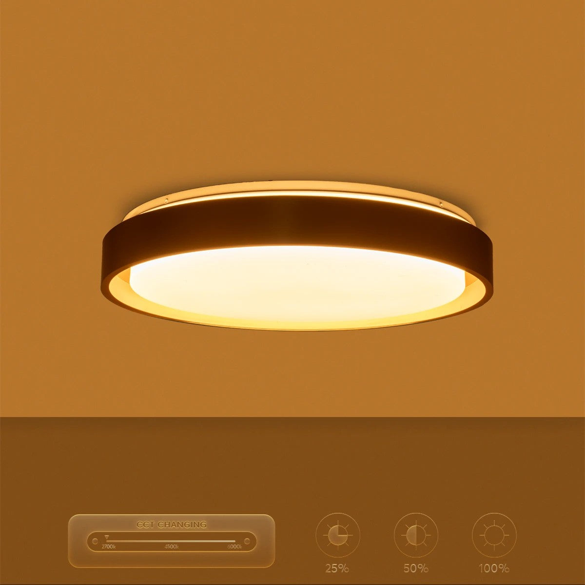 kelvo® BARCHETTA KLV-101-0268-V2 Φωτιστικό Οροφής LED 72W 7200lm 120° AC 220-240V IP20 Ρυθμιζόμενο Λευκό CCT με Χειριστήριο από 2700K έως 6000K Dimmable - Lumileds SMD Chip - Σαμπανιζέ Χρυσό Ματ - Μ48 x Π48 x Υ8.2cm - 3 Χρόνια Εγγύηση