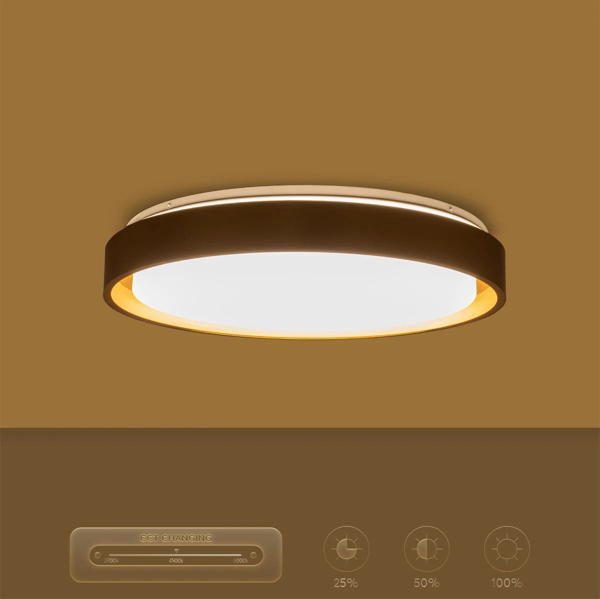 kelvo® BARCHETTA KLV-101-0268-V2 Φωτιστικό Οροφής LED 72W 7200lm 120° AC 220-240V IP20 Ρυθμιζόμενο Λευκό CCT με Χειριστήριο από 2700K έως 6000K Dimmable - Lumileds SMD Chip - Σαμπανιζέ Χρυσό Ματ - Μ48 x Π48 x Υ8.2cm - 3 Χρόνια Εγγύηση