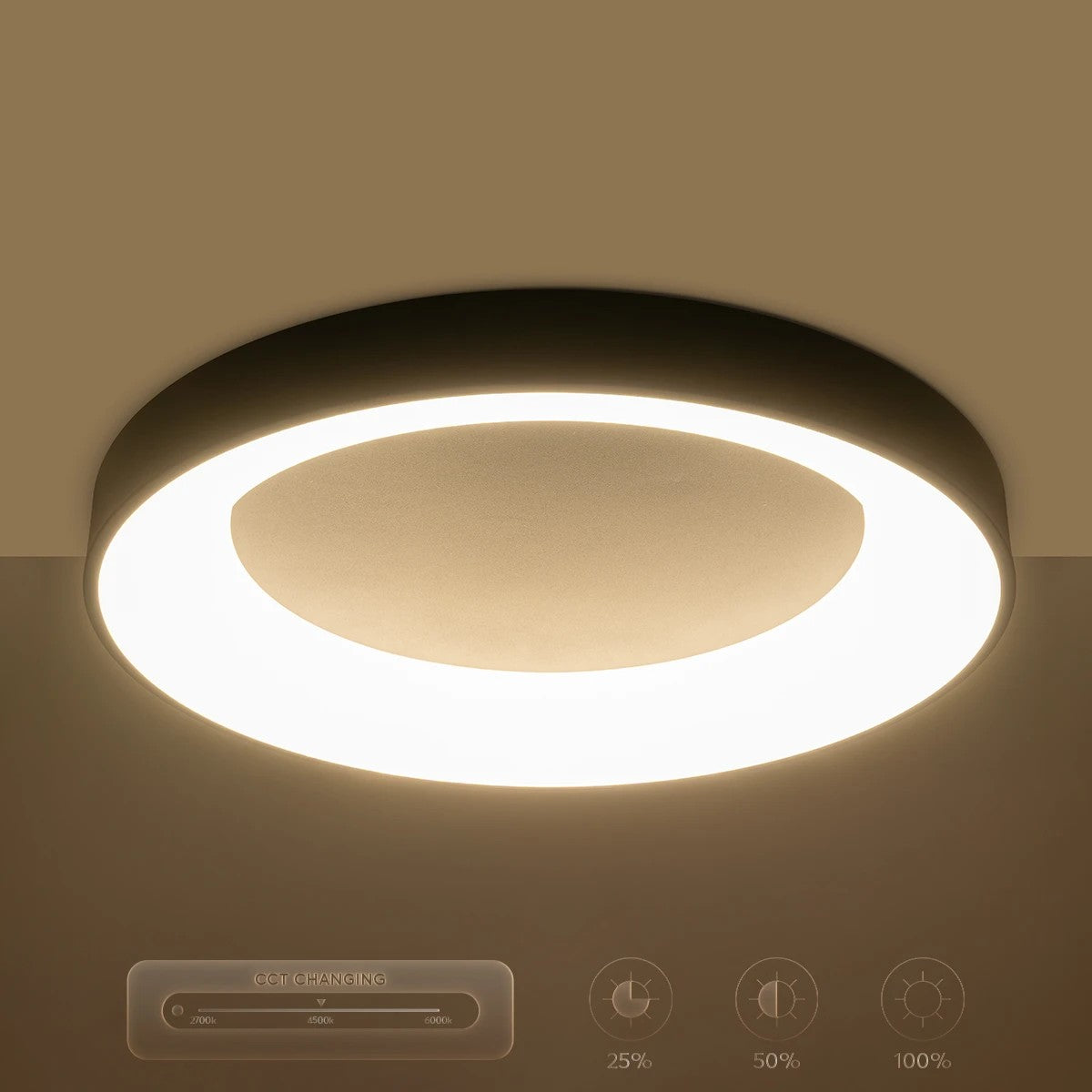 kelvo® SALEM KLV-101-0277 Φωτιστικό Οροφής LED 75W 7500lm 120° AC 220-240V IP20 Ρυθμιζόμενο Λευκό CCT με Χειριστήριο από 2700K έως 6000K Dimmable - Lumileds SMD Chip - Μαύρο Ματ - Μ45 x Π45 x Υ9.5cm - 3 Χρόνια Εγγύηση