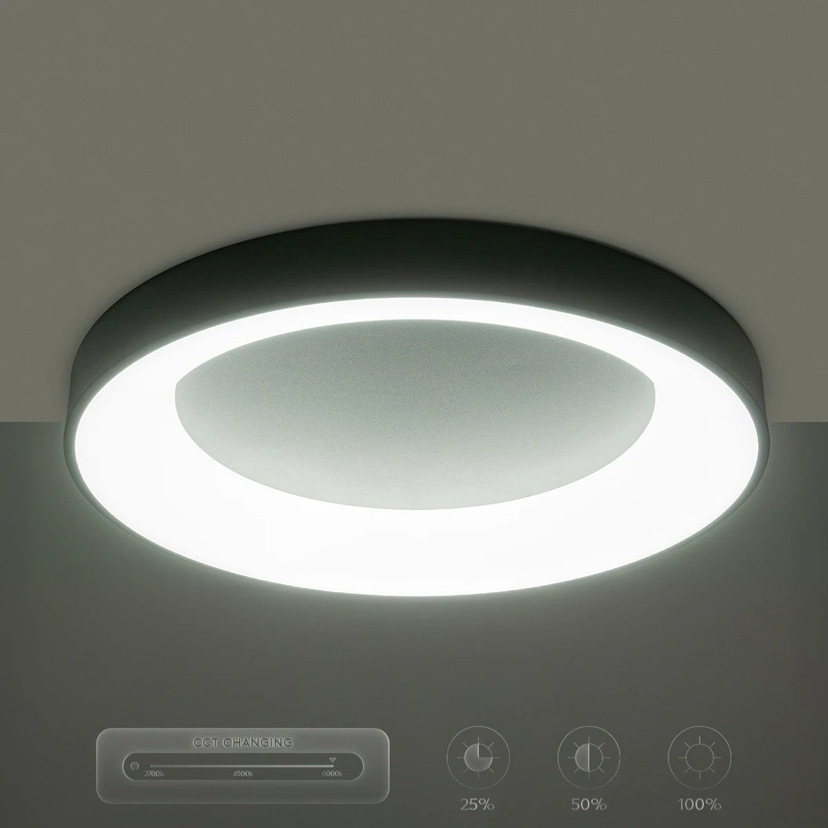 kelvo® SALEM KLV-101-0277 Φωτιστικό Οροφής LED 75W 7500lm 120° AC 220-240V IP20 Ρυθμιζόμενο Λευκό CCT με Χειριστήριο από 2700K έως 6000K Dimmable - Lumileds SMD Chip - Μαύρο Ματ - Μ45 x Π45 x Υ9.5cm - 3 Χρόνια Εγγύηση